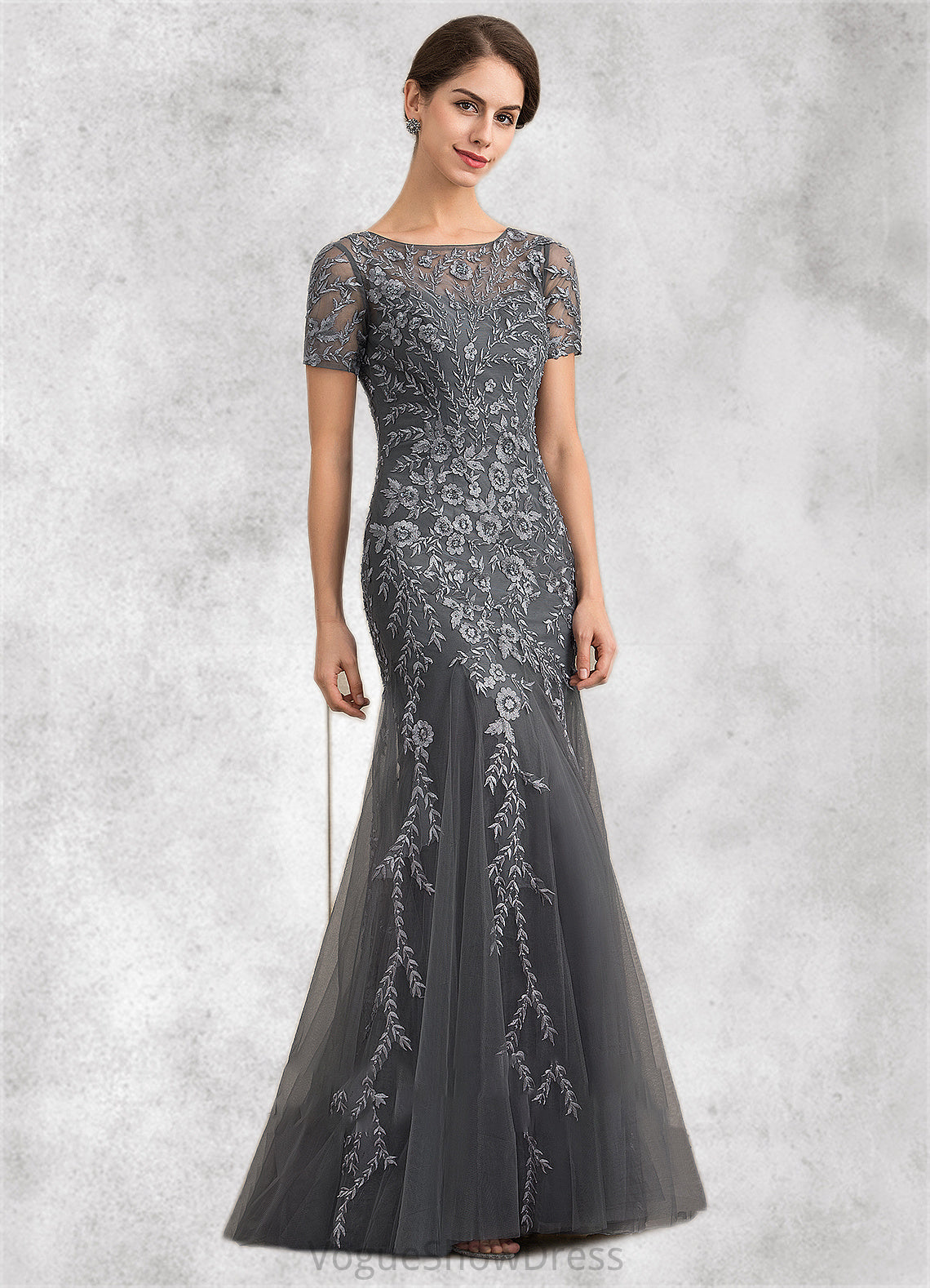 Paloma Trumpet/Mermaid Scoop Neck Floor-Length Tulle Lace Mother of the Bride Dress With Beading Sequins DL126P0014767