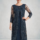 Eliana Sheath/Column Scoop Neck Knee-Length Chiffon Lace Mother of the Bride Dress With Sequins DL126P0014771