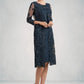 Eliana Sheath/Column Scoop Neck Knee-Length Chiffon Lace Mother of the Bride Dress With Sequins DL126P0014771