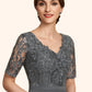 Naomi A-Line V-neck Asymmetrical Chiffon Lace Mother of the Bride Dress DL126P0014772