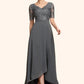 Naomi A-Line V-neck Asymmetrical Chiffon Lace Mother of the Bride Dress DL126P0014772