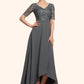 Naomi A-Line V-neck Asymmetrical Chiffon Lace Mother of the Bride Dress DL126P0014772