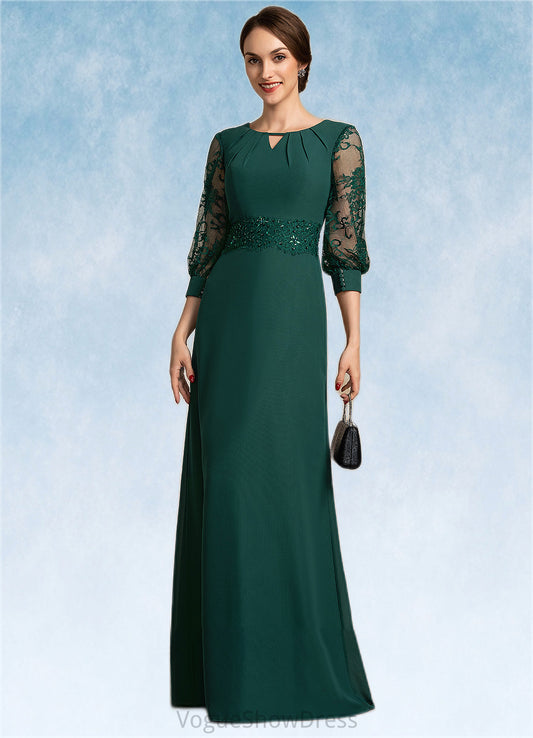 Stephany A-Line Scoop Neck Floor-Length Chiffon Lace Mother of the Bride Dress With Beading Sequins DL126P0014773