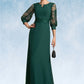 Stephany A-Line Scoop Neck Floor-Length Chiffon Lace Mother of the Bride Dress With Beading Sequins DL126P0014773