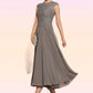 Elsa A-Line Scoop Neck Tea-Length Chiffon Lace Mother of the Bride Dress With Beading DL126P0014774