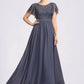 Ivy A-Line Scoop Neck Floor-Length Chiffon Lace Mother of the Bride Dress With Sequins DL126P0014775