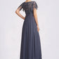 Ivy A-Line Scoop Neck Floor-Length Chiffon Lace Mother of the Bride Dress With Sequins DL126P0014775