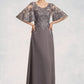 Sidney A-Line Scoop Neck Floor-Length Chiffon Lace Mother of the Bride Dress With Sequins DL126P0014776