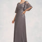 Sidney A-Line Scoop Neck Floor-Length Chiffon Lace Mother of the Bride Dress With Sequins DL126P0014776