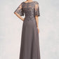 Sidney A-Line Scoop Neck Floor-Length Chiffon Lace Mother of the Bride Dress With Sequins DL126P0014776