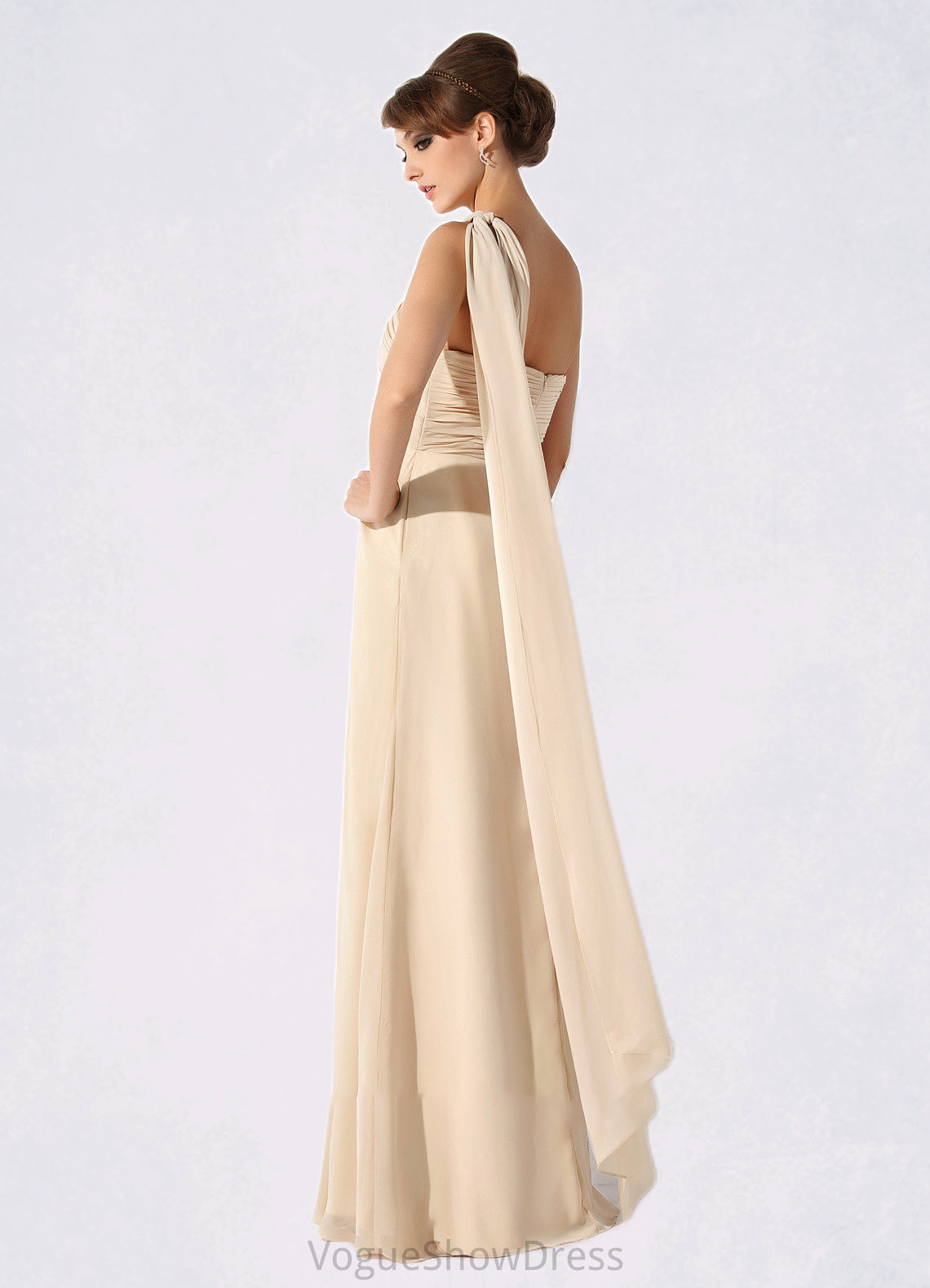 Brooklynn Empire One-Shoulder Floor-Length Chiffon Mother of the Bride Dress With Ruffle DL126P0014777