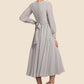 Crystal A-Line Scoop Neck Tea-Length Chiffon Mother of the Bride Dress With Bow(s) DL126P0014779