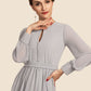 Crystal A-Line Scoop Neck Tea-Length Chiffon Mother of the Bride Dress With Bow(s) DL126P0014779