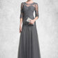 Rylee A-Line/Princess Scoop Neck Floor-Length Tulle Mother of the Bride Dress With Beading Sequins DL126P0014782