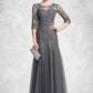 Rylee A-Line/Princess Scoop Neck Floor-Length Tulle Mother of the Bride Dress With Beading Sequins DL126P0014782