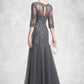 Rylee A-Line/Princess Scoop Neck Floor-Length Tulle Mother of the Bride Dress With Beading Sequins DL126P0014782