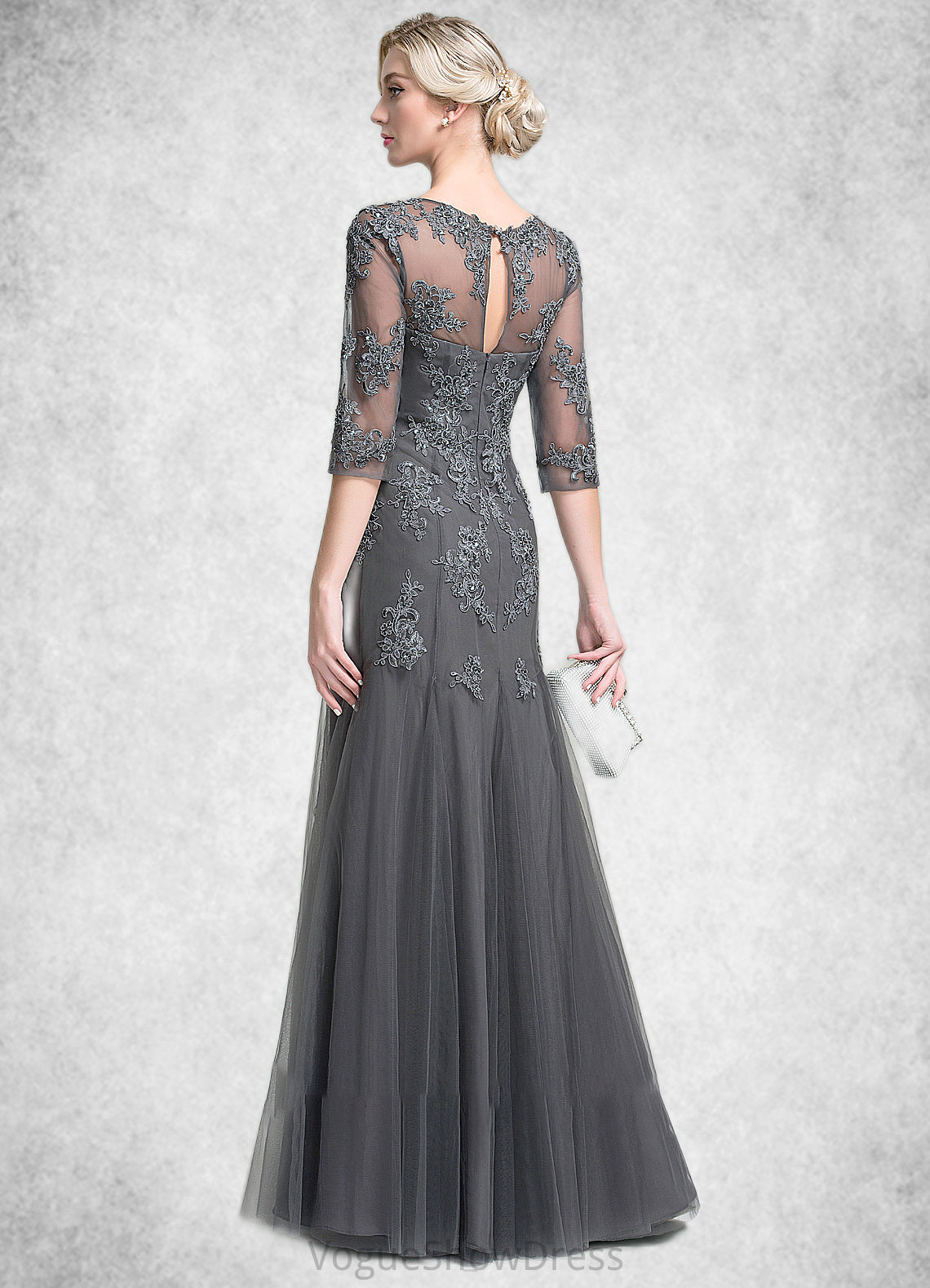 Rylee A-Line/Princess Scoop Neck Floor-Length Tulle Mother of the Bride Dress With Beading Sequins DL126P0014782