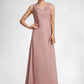 Luna A-Line V-neck Ankle-Length Chiffon Lace Mother of the Bride Dress With Beading Sequins DL126P0014784