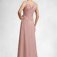 Luna A-Line V-neck Ankle-Length Chiffon Lace Mother of the Bride Dress With Beading Sequins DL126P0014784