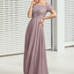 Aiyana A-Line Off-the-Shoulder Floor-Length Chiffon Lace Mother of the Bride Dress With Beading Sequins DL126P0014785