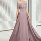 Aiyana A-Line Off-the-Shoulder Floor-Length Chiffon Lace Mother of the Bride Dress With Beading Sequins DL126P0014785