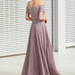 Aiyana A-Line Off-the-Shoulder Floor-Length Chiffon Lace Mother of the Bride Dress With Beading Sequins DL126P0014785