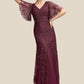 Kelsey Trumpet/Mermaid V-neck Floor-Length Tulle Lace Mother of the Bride Dress With Beading Sequins DL126P0014786