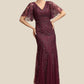 Kelsey Trumpet/Mermaid V-neck Floor-Length Tulle Lace Mother of the Bride Dress With Beading Sequins DL126P0014786