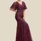 Kelsey Trumpet/Mermaid V-neck Floor-Length Tulle Lace Mother of the Bride Dress With Beading Sequins DL126P0014786