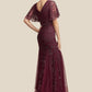 Kelsey Trumpet/Mermaid V-neck Floor-Length Tulle Lace Mother of the Bride Dress With Beading Sequins DL126P0014786