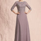 Madyson A-Line Scoop Neck Floor-Length Chiffon Lace Mother of the Bride Dress DL126P0014788