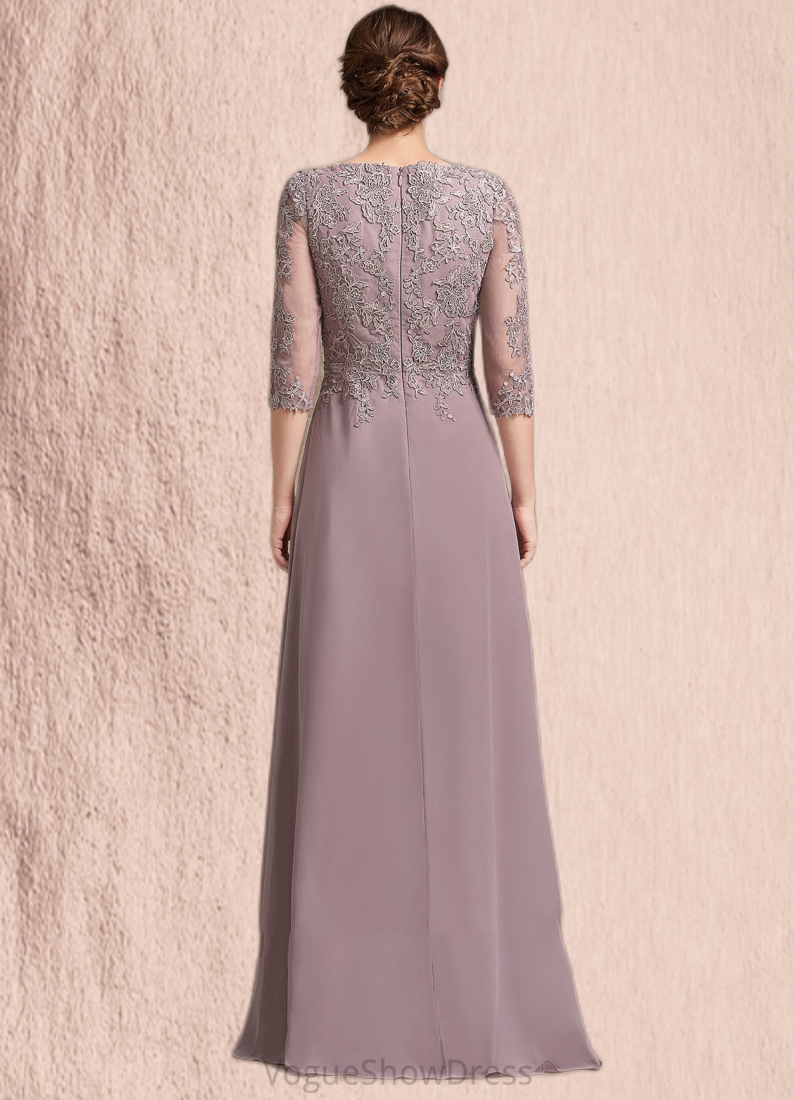 Madyson A-Line Scoop Neck Floor-Length Chiffon Lace Mother of the Bride Dress DL126P0014788