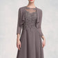 Madelyn A-Line Scoop Neck Knee-Length Chiffon Lace Mother of the Bride Dress DL126P0014790