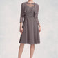 Madelyn A-Line Scoop Neck Knee-Length Chiffon Lace Mother of the Bride Dress DL126P0014790