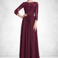 Cora A-Line Scoop Neck Floor-Length Chiffon Lace Mother of the Bride Dress With Ruffle Beading Sequins DL126P0014792