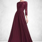 Cora A-Line Scoop Neck Floor-Length Chiffon Lace Mother of the Bride Dress With Ruffle Beading Sequins DL126P0014792