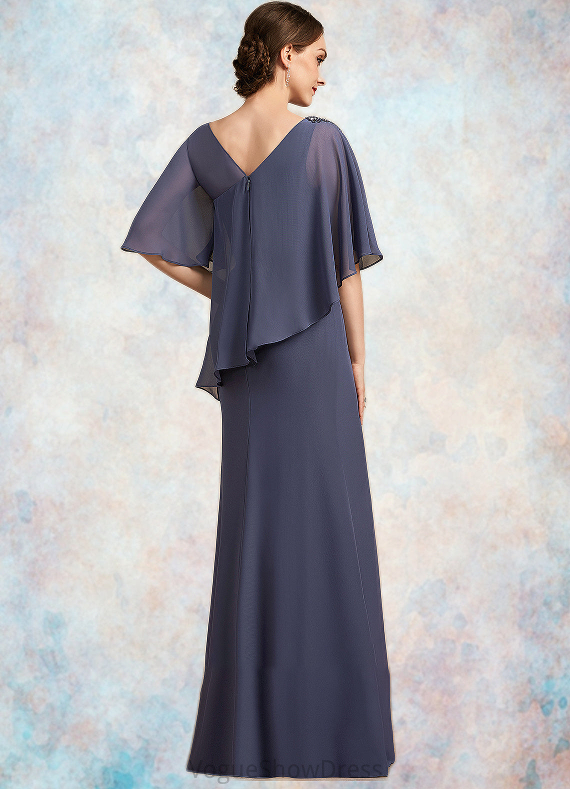 Millicent A-Line Scoop Neck Floor-Length Chiffon Mother of the Bride Dress With Beading DL126P0014793