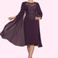 Lia Sheath/Column Scoop Neck Knee-Length Chiffon Lace Mother of the Bride Dress With Beading DL126P0014794