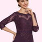 Lia Sheath/Column Scoop Neck Knee-Length Chiffon Lace Mother of the Bride Dress With Beading DL126P0014794