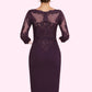 Lia Sheath/Column Scoop Neck Knee-Length Chiffon Lace Mother of the Bride Dress With Beading DL126P0014794