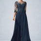 Marely A-Line Scoop Neck Floor-Length Chiffon Lace Mother of the Bride Dress With Beading Sequins DL126P0014795