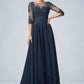 Marely A-Line Scoop Neck Floor-Length Chiffon Lace Mother of the Bride Dress With Beading Sequins DL126P0014795