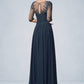 Marely A-Line Scoop Neck Floor-Length Chiffon Lace Mother of the Bride Dress With Beading Sequins DL126P0014795