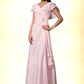 Millicent A-Line V-neck Floor-Length Chiffon Mother of the Bride Dress With Crystal Brooch Cascading Ruffles DL126P0014796