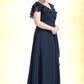 Millicent A-Line V-neck Floor-Length Chiffon Mother of the Bride Dress With Crystal Brooch Cascading Ruffles DL126P0014796