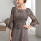 Lila A-Line Scoop Neck Floor-Length Chiffon Lace Mother of the Bride Dress With Beading Cascading Ruffles DL126P0014797