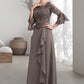 Lila A-Line Scoop Neck Floor-Length Chiffon Lace Mother of the Bride Dress With Beading Cascading Ruffles DL126P0014797