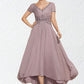 Leanna A-Line V-neck Asymmetrical Chiffon Lace Mother of the Bride Dress With Beading DL126P0014799