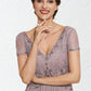 Leanna A-Line V-neck Asymmetrical Chiffon Lace Mother of the Bride Dress With Beading DL126P0014799