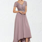 Leanna A-Line V-neck Asymmetrical Chiffon Lace Mother of the Bride Dress With Beading DL126P0014799